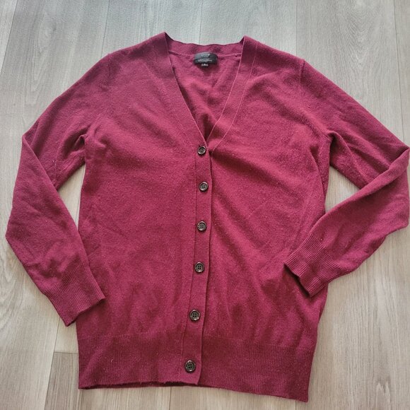 J. Crew Womens Burgundy Wool/Cashmere Blend V-Neck Cardigan Sweater S - Picture 3 of 6